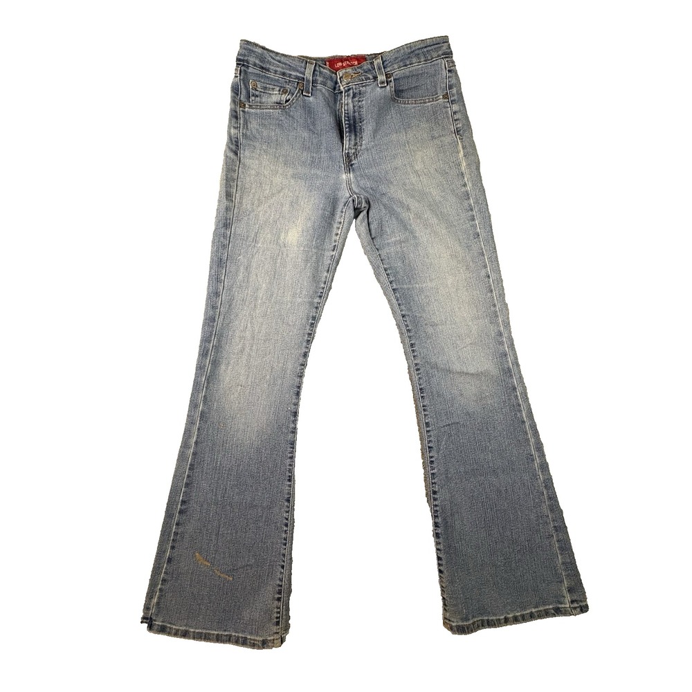 VTG Y2K Levi's 519 Women's 9 JR S (31.5x31.25) Blue Short Flare Stretch Jeans
